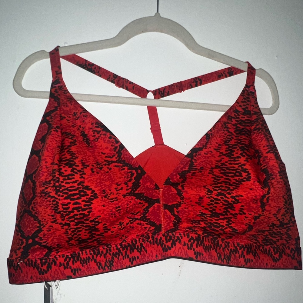 adidas x Ivy Park by Beyonce IVY HEART Red and Black Snake Print Bralette 4X NWT